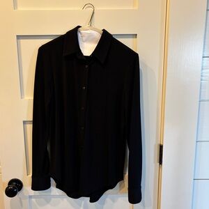 Tahari Black Button-Up Blouse